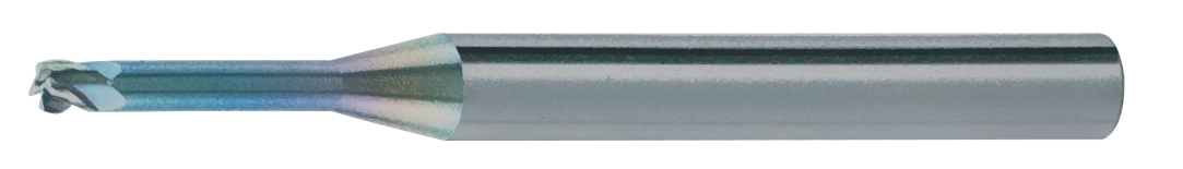 Koves NCOE-430 long-neck micro flat carbide end mill 4-flute, CO-MAX series